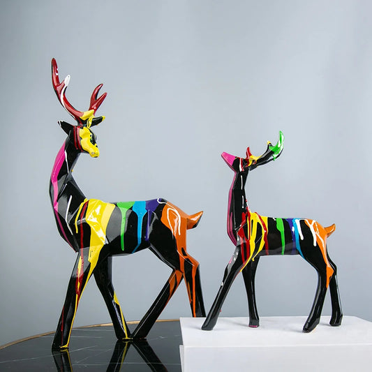 Artistic Colorful Sika Deer Figurine Decoration
