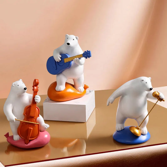 Polar Bear Music Band Figurine Room Decoration
