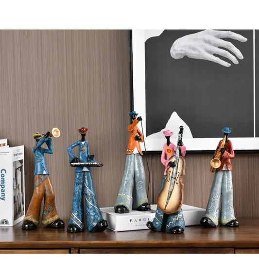 Creative American Band Music Instrument Figurine Sculpture Tabletop Decoration