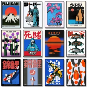 Retro Japanese Wall Art Prints – Bold Vintage Japan Posters for Living Room, Bedroom & Gallery Wall Decor