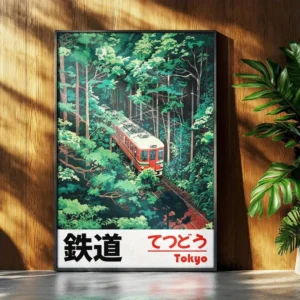 Retro Japanese Railway Wall Art Prints – Vintage Japan Landscape Posters for Asian-Inspired Living Room, Bedroom & Home Decor