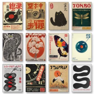 Retro Japanese Wall Art Prints – Vintage Japan Poster Collection for Living Room, Bedroom & Japandi Home Decor