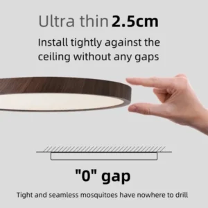 Ultra-Thin Wood Grain LED Ceiling Light – Modern Round Flush Mount Lamp for Bedroom, Dining Room & Living Room