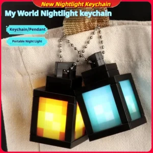 Pixel Lantern Keychain Night Light – Rechargeable Mini Glowing Pendant for Backpack, Bag Charm & Gamer Gift