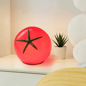 Tomato Table Lamp – Cute Red Resin Fruit Night Light with 3 Changeable Plugs for Bedroom, Kitchen & Home Decor