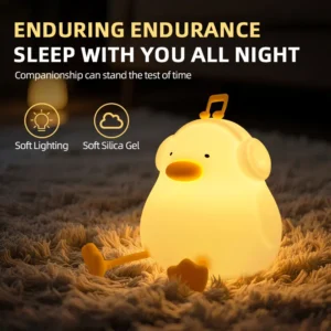 Cute Duckling Night Light – Rechargeable Touch Control Silicone Lamp with Timer for Kids Bedroom, Nursery & Bedside Decor