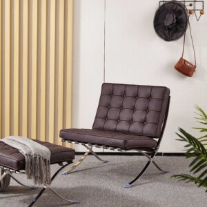 Barcelona Chair & Ottoman Brown Leather
