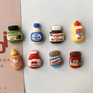 Kawaii Food Fridge Magnets Set of 8 – Cute Mini Sauce Jar Refrigerator Magnets for Kitchen, Locker, Cabinet & Home Decor