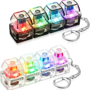 Light-Up Keyboard Keychain – Clickable LED Fidget Button Toy for Stress Relief, Desk Accessory, Backpack & Gamer Gift